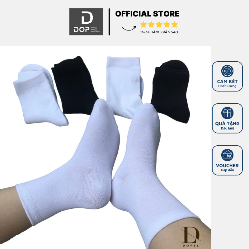 Vớ Tất Trắng Cổ Lửng 100% Cotton, Dày Dặn, Mềm, Không Dão