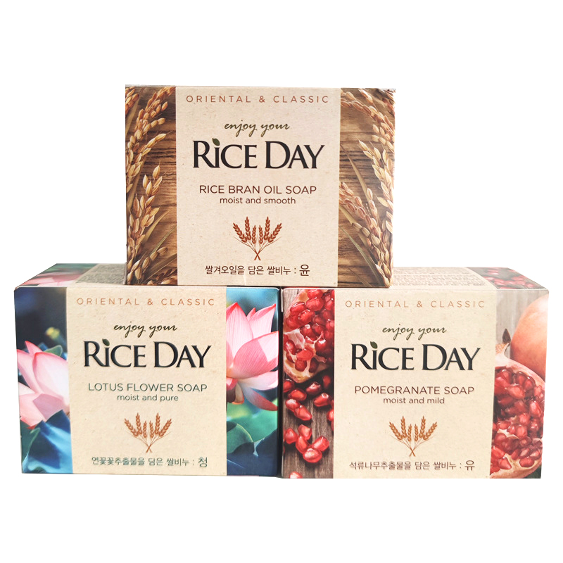 Xà phòng tắm và rửa mặt hương sen Rice Day Soap giúp cải thiện tình trạng mụn hiệu quả Hàn Quốc 100g