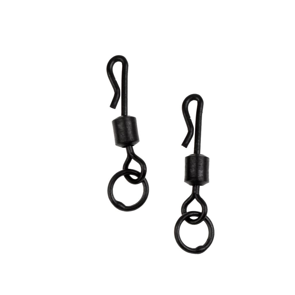 20Pcs Fishing Swivels Q-Shaped Quick Change Swivels Carp Rigs Matte Black 8#
