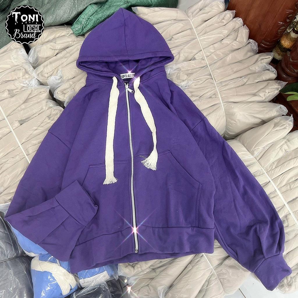 Áo Hoodie Basic Nỉ Ngoại Dây To - Áo Khoác Nỉ Trơn form bán lửng Unisex