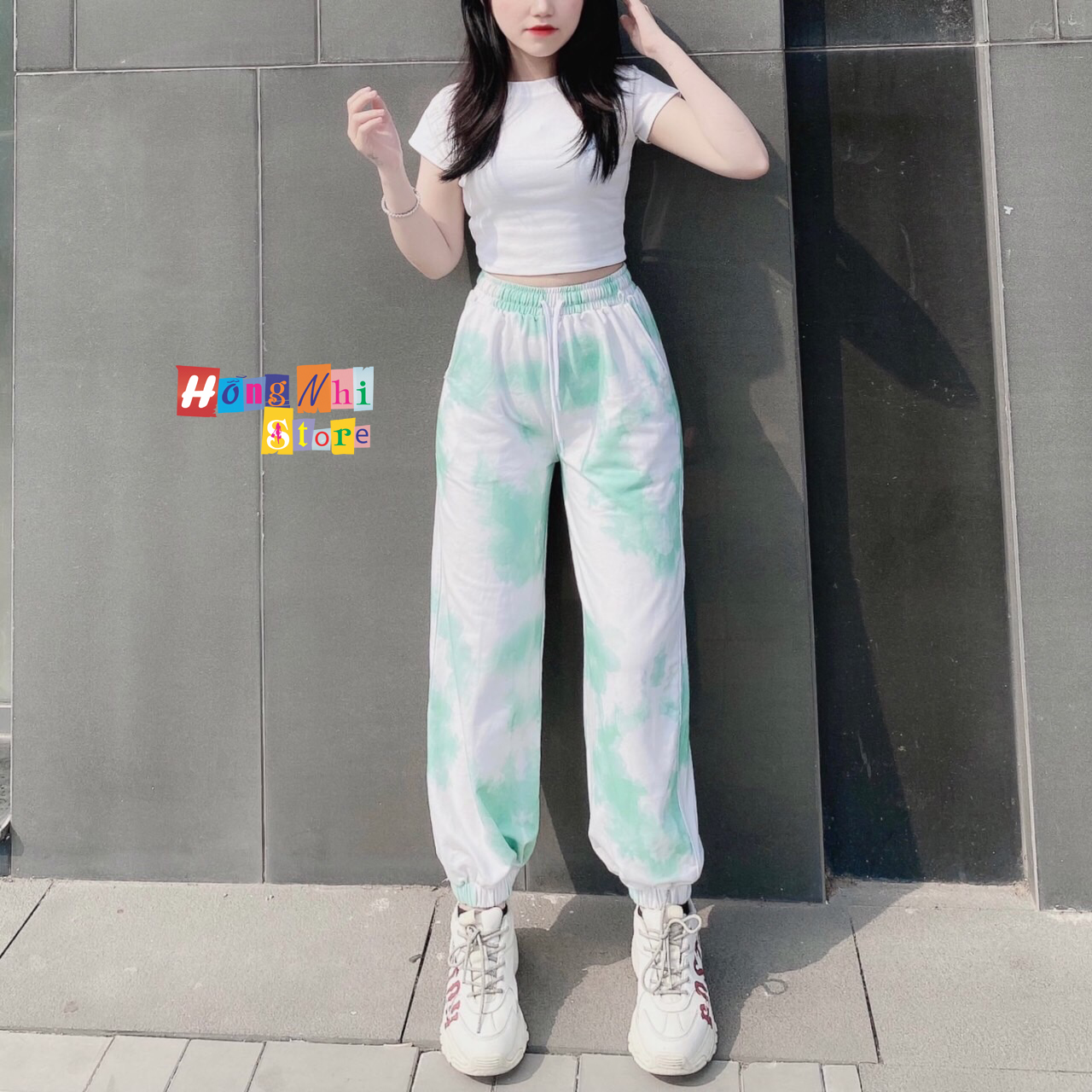 Quần Jogger Lưng Thun Loang Màu Dài Bo Lai Dáng Rộng Xanh Lá - Jogger 3D Long Basic Pant Unisex - MM - L