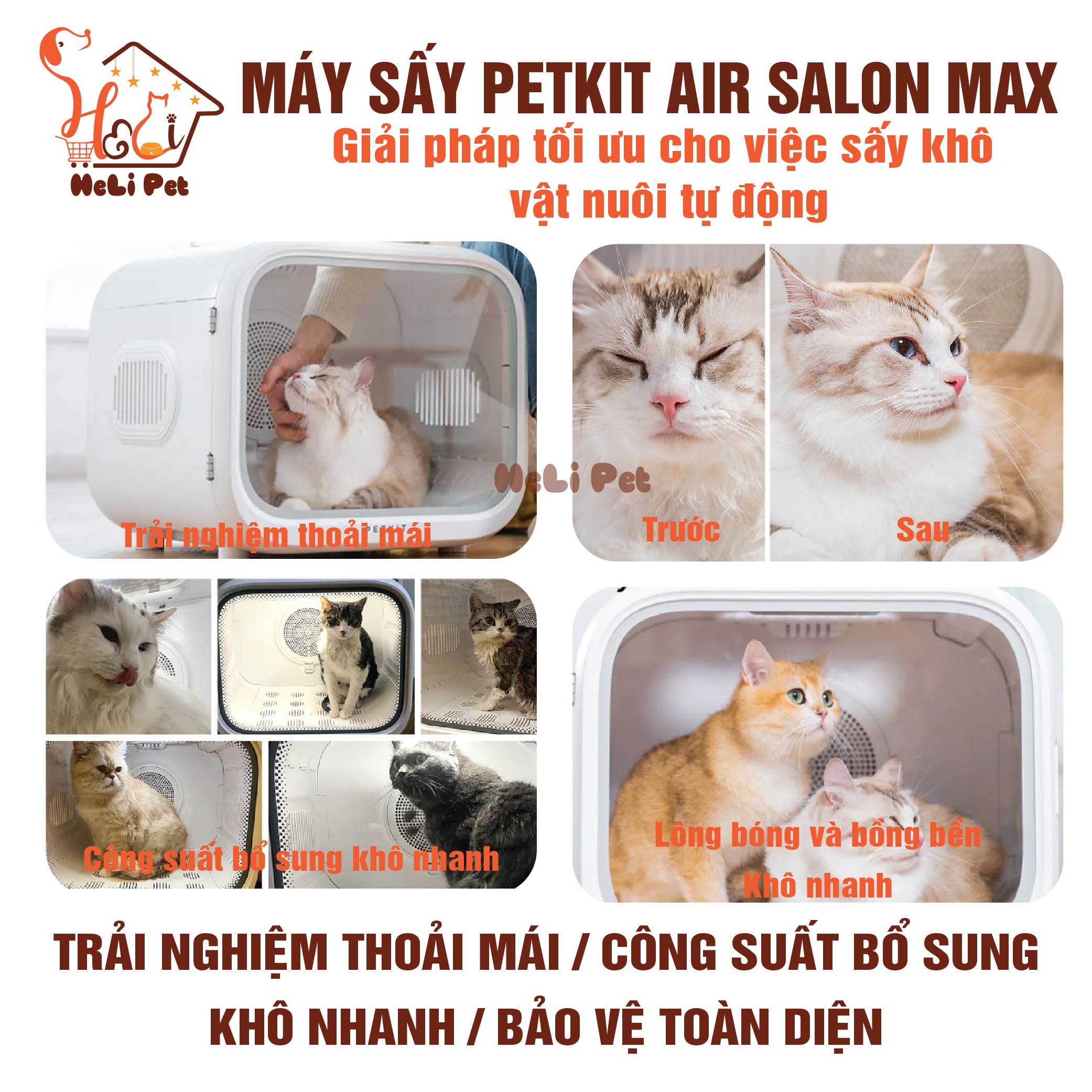 Lồng Sấy Tự Động Cho Chó Mèo, Máy Sấy Cho Chó Mèo Petkit Air Salon Max- HeLiPet