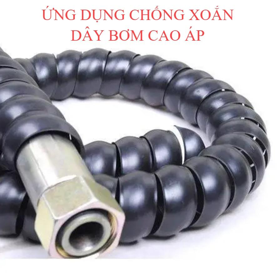 Lò xo nhựa PE Bọc bảo vệ dây rửa xe cao áp, bọc dây cáp xoắn ruột gà, bọc dây điện phi 8/10/16/22 mm - 10m phi 10