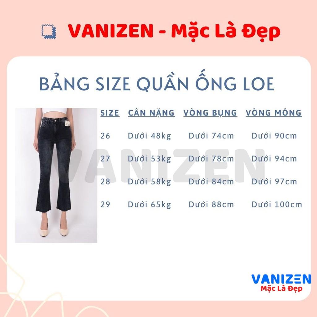 Quần jean nữ ống loe đẹp lưng cao cạp cao xước nhẹ xám khói hàng hiệu cao cấp mã 451 VANIZEN