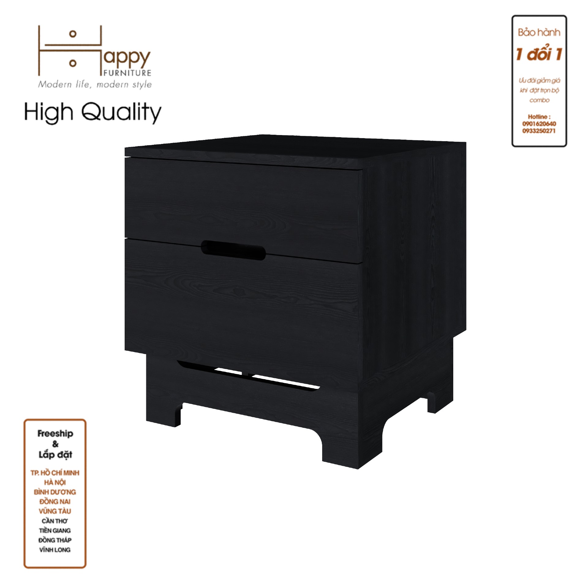 [Happy Home Furniture] MOLLY, Táp đầu giường 2 ngăn kéo, 50cm x 45cm x 52cm ( DxRxC), THK_108