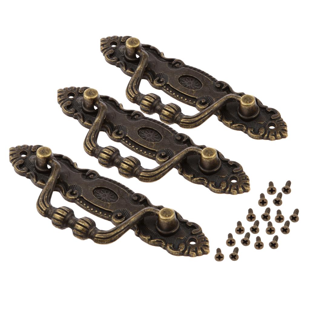 3Pc Retro Furniture Pull Handles for Drawer Door Cabinet Dresser Jewelry Box