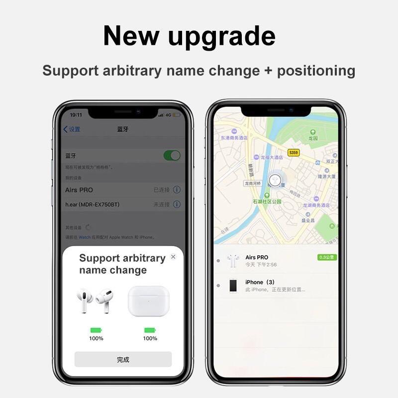 Tai nghe Bluetooth Airs Pro Chống Ồn - Định Vị - Đổi Tên - Sạc Không Dây - Tháo Tai Ngừng Nhạc