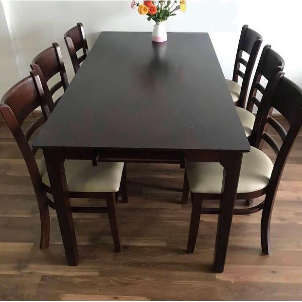 Bộ bàn ăn cabin nâu 1m65 + 6 ghế cabin Thương hiệu Nội Thất Bình Long