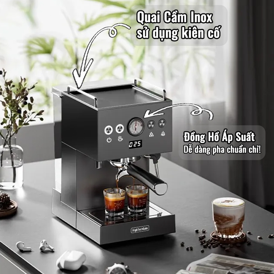 Máy Pha Cà Phê Espresso PCF05 chuyên nghiệp họng pha kim loại 58mm thương mại, tùy chỉnh cafe DIY tự động toàn diện, hàng chính hãng