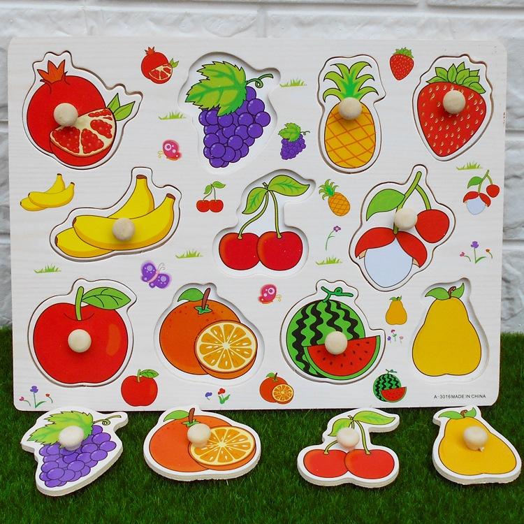 Bảng ghép hình núm gỗ cho bé loại to đẹp 22×30cm nhiều chủ đề