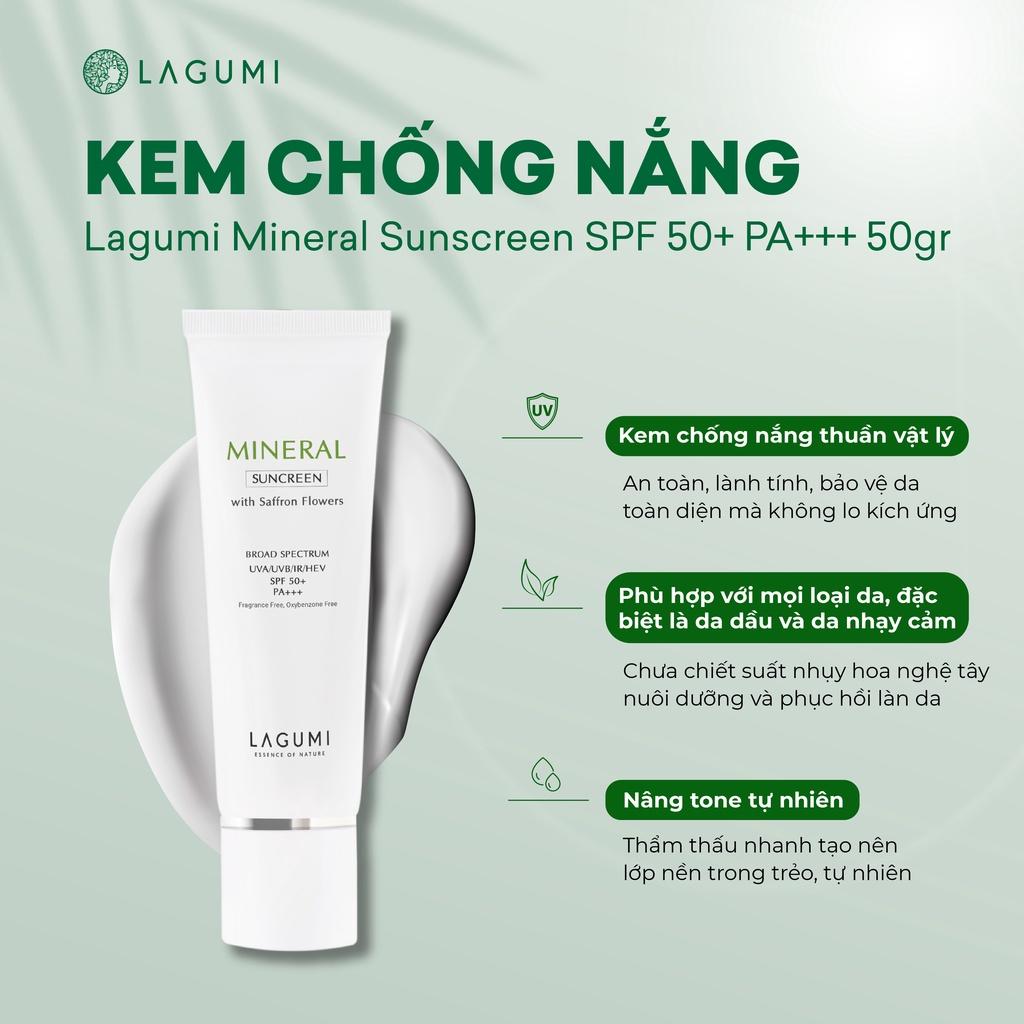 Kem chống nắng nâng tone tự nhiên LAGUMI chiết xuất nhuỵ hoa nghệ tây an toàn cho mọi loại da 50g