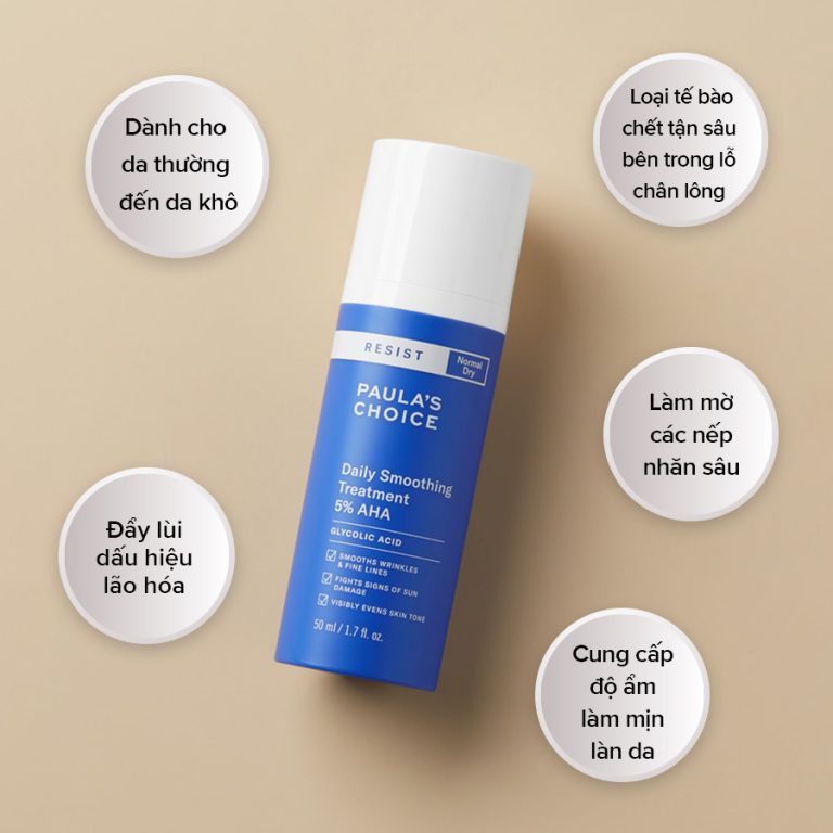 Kem làm mềm da, lấy đi tế bào chết 5% AHA Paula's Choice Resist Daily Smoothing Treatment 5% AHA