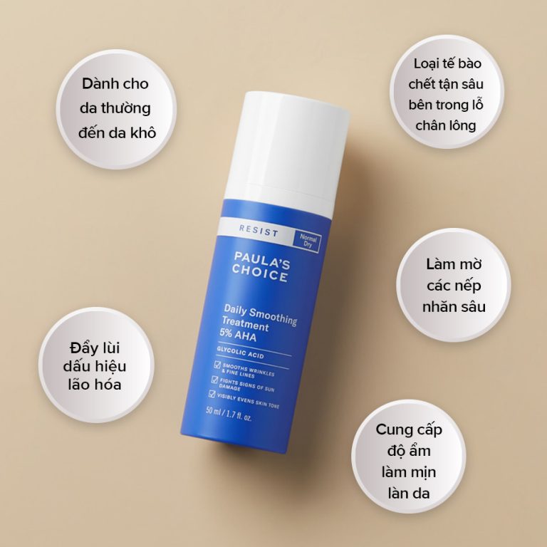 Kem làm mềm da, lấy đi tế bào chết 5% AHA Paula's Choice Resist Daily Smoothing Treatment 5% AHA (Nhập khẩu)