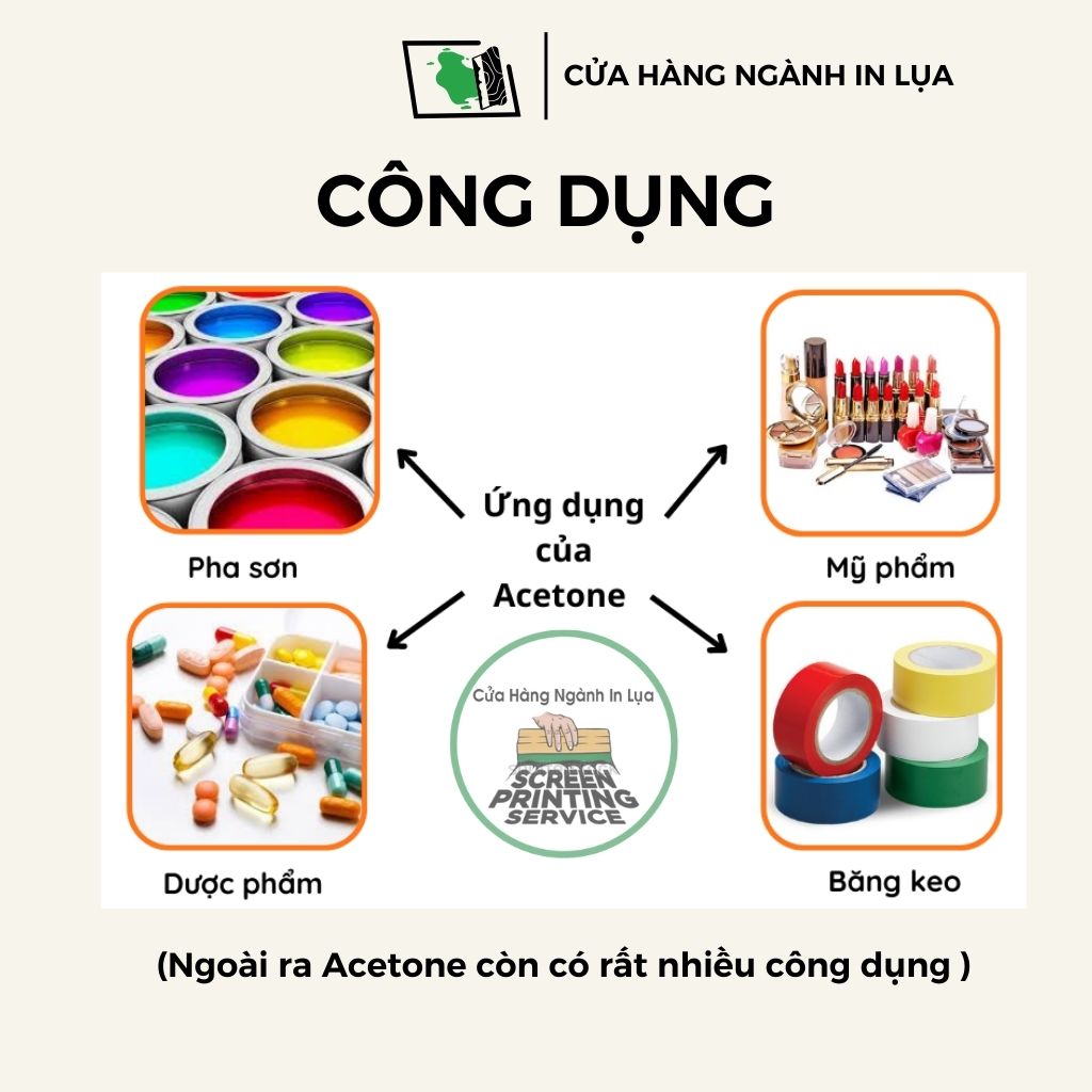 Dung dịch Aceton nước rửa móng tay, tẩy mực in, tẩy keo, nhựa