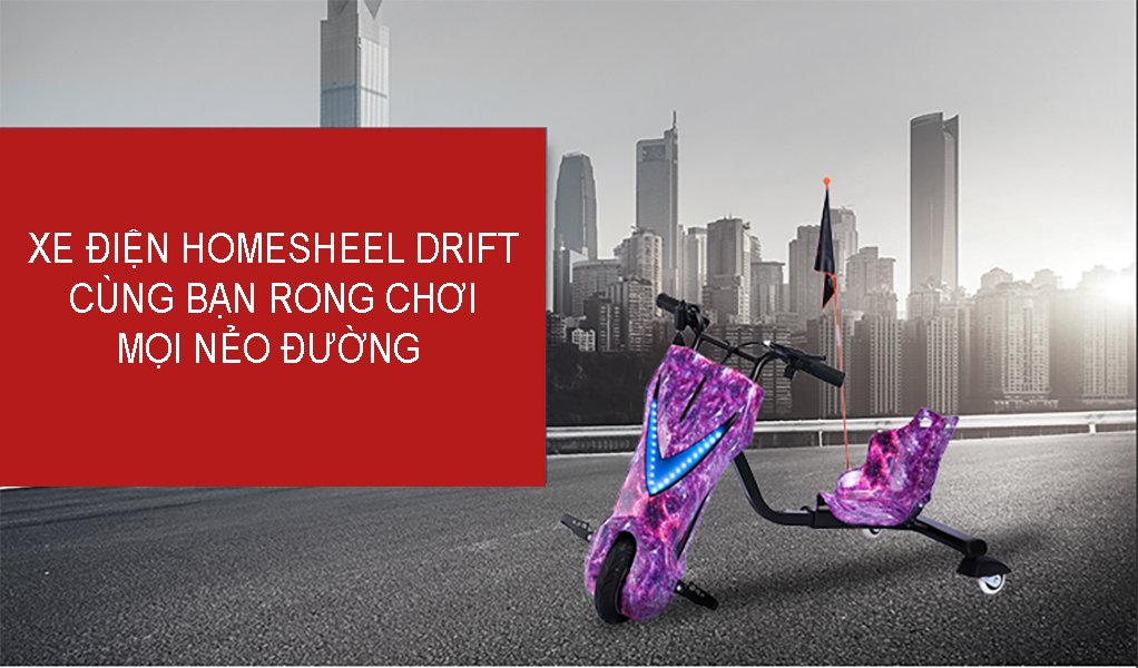 Xe điện drift 3 bánh Homesheel thế hệ mới D1 USA màu đen sấm sét - Hàng chính hãng