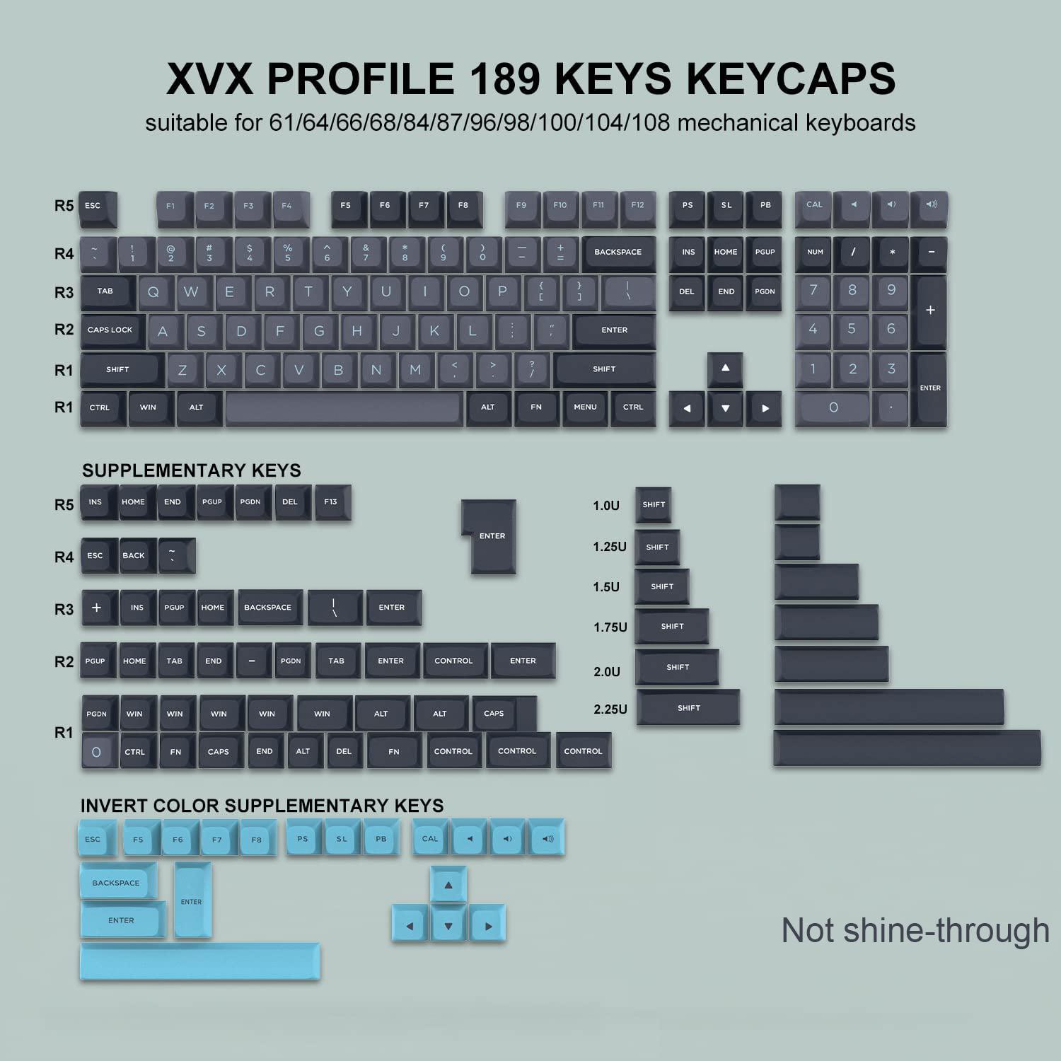 Bắn đôi pbt keycaps xvx cấu hình khóa tùy chỉnh 189 Key tương thích với Cherry Gateron MX chuyển đổi bàn phím cơ khí game