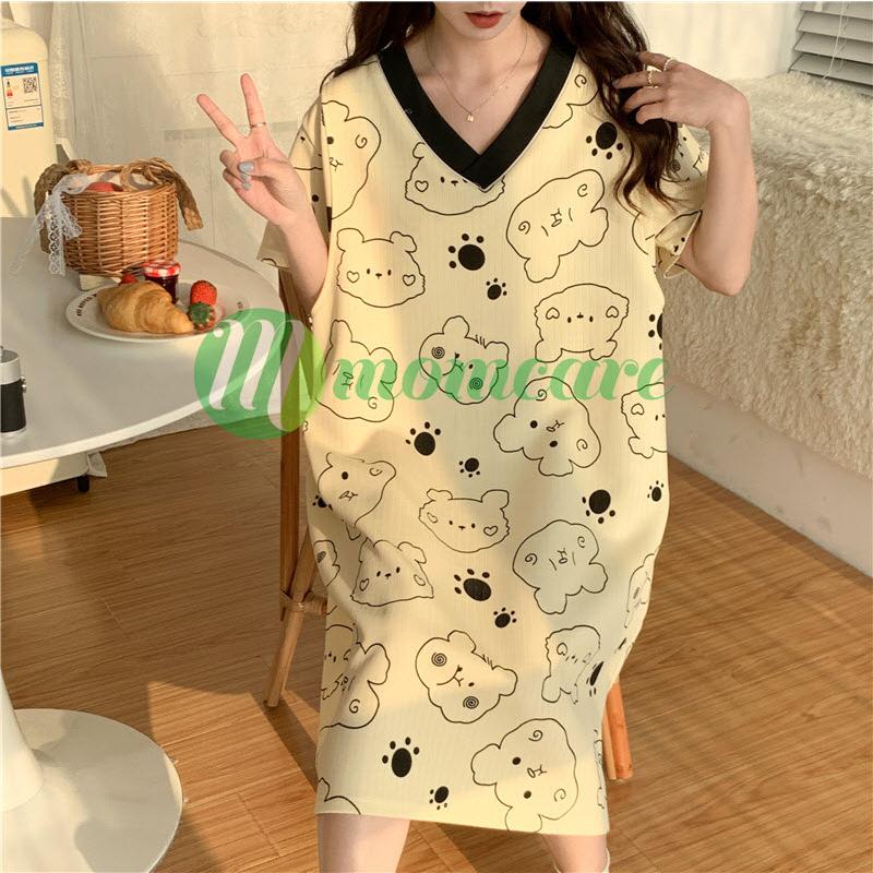 Váy ngủ bầu đẹp - Đầm mặc nhà Bigsize thời trang mùa hè thu cho bầu, béo sau sinh giá rẻ Freesize
