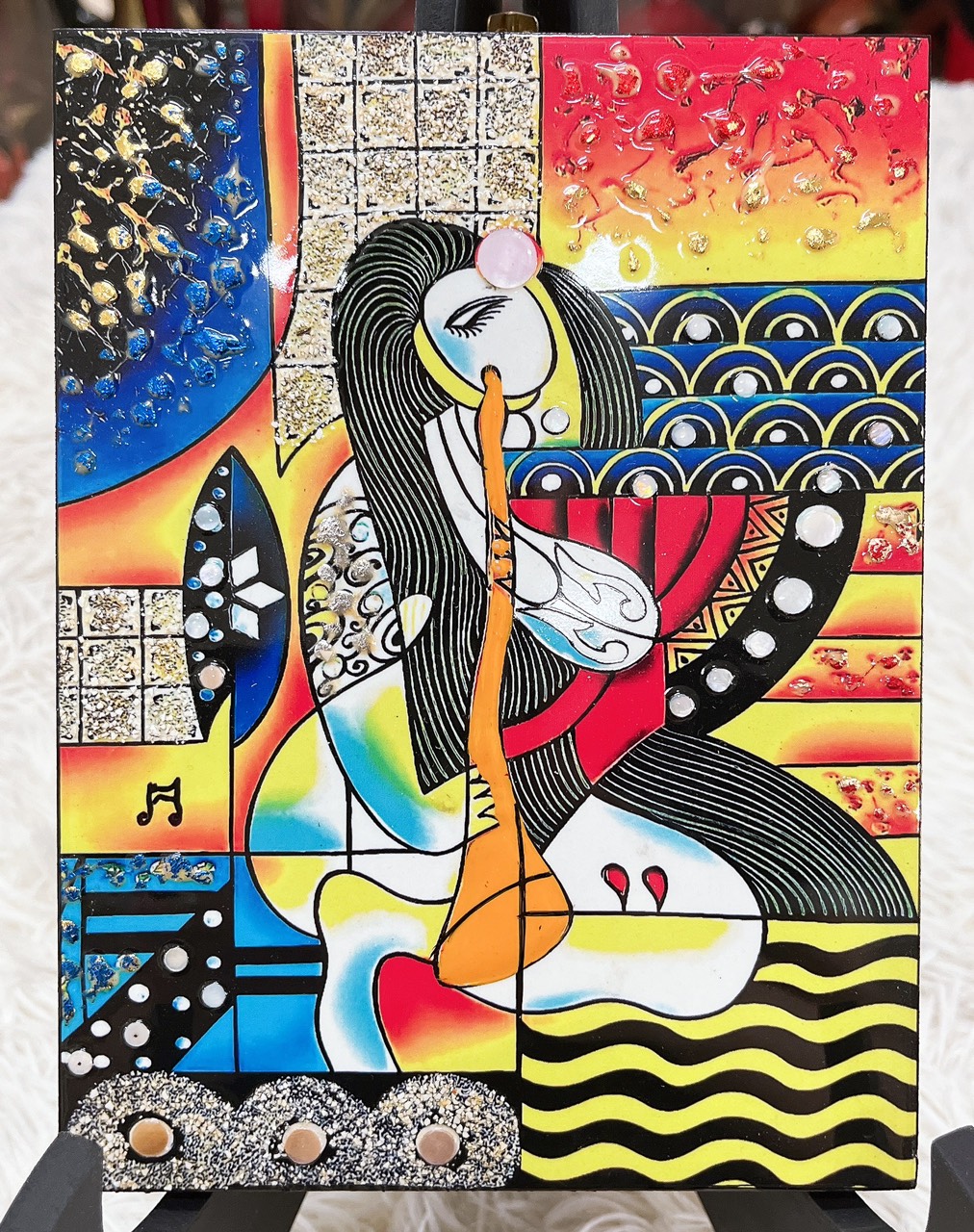 Tranh Sơn Mài - Họa Tiết PICASSO - Nghệ thuật trừu tượng - Size: 15x20 cm | 20x30 cm | 40x60 cm