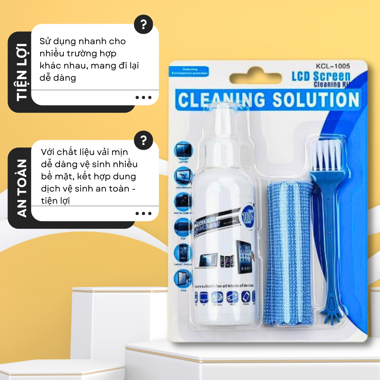 Bộ Dung Dịch Dụng Cụ Vệ Sinh Kai.N Cleaning Sulution Dành Cho iPhone, iPad, Laptop, Ống Kính Máy Ảnh, Thiết Bị Khác - HÀNG CHÍNH HÃNG