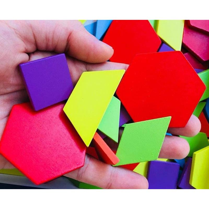 Ghép hình Pattern Blocks 155 miếng ghép + 24 thẻ