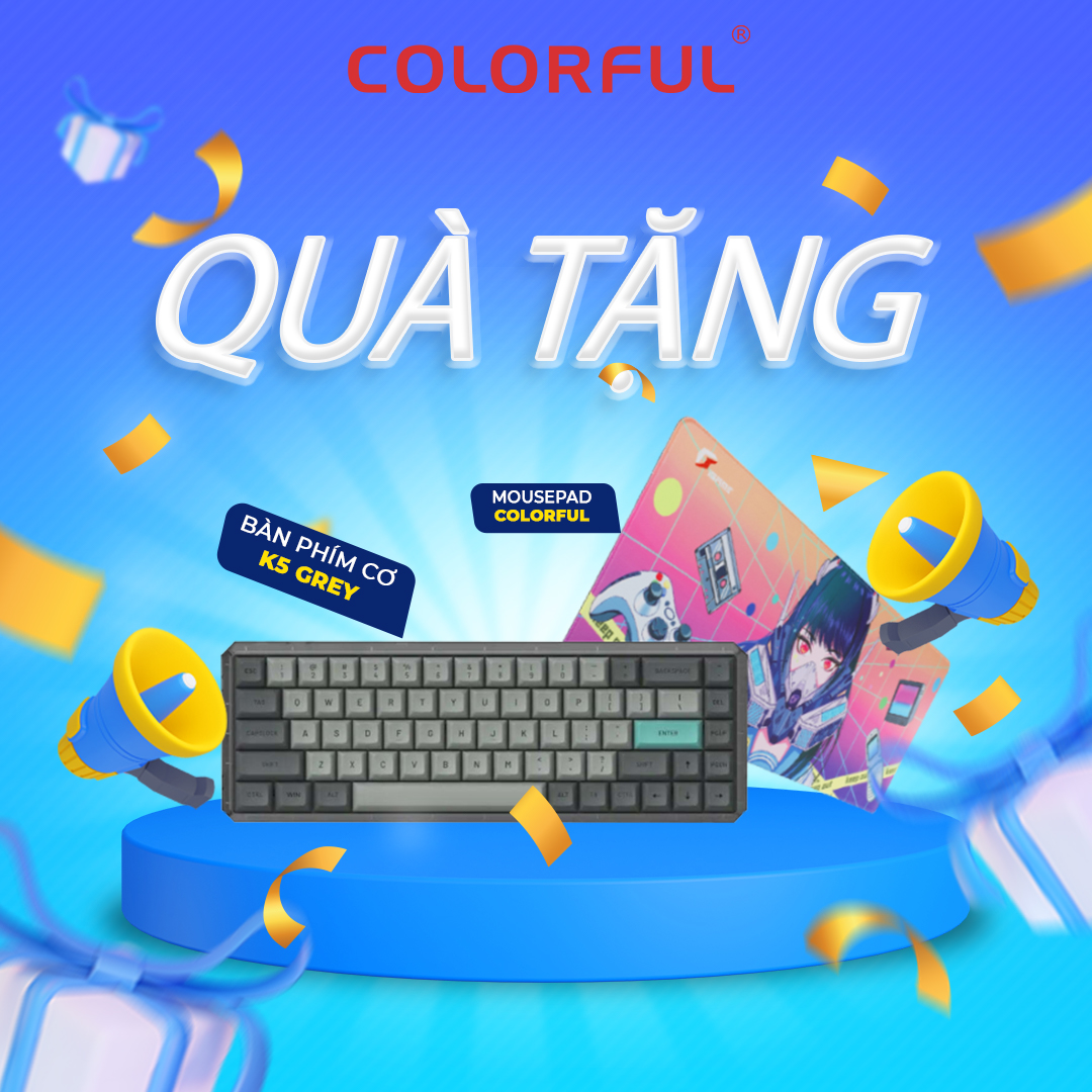 Combo quà tặng Colorful Gaming (K5 Grey &amp; Mouse pad Colorful iGame CyberPunk) - Hàng chính hãng