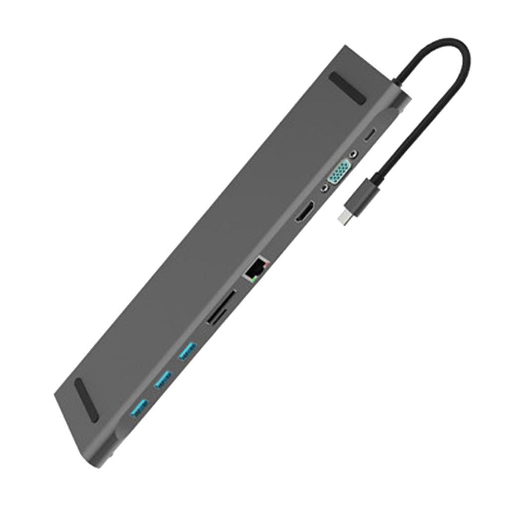10 in 1 Type-C Hub To USB 3.0 RJ45 Adapter Docking Station