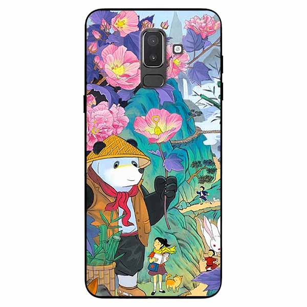 Ốp lưng dành cho Samsung J8 2018 mẫu Gấu Cầm Hoa