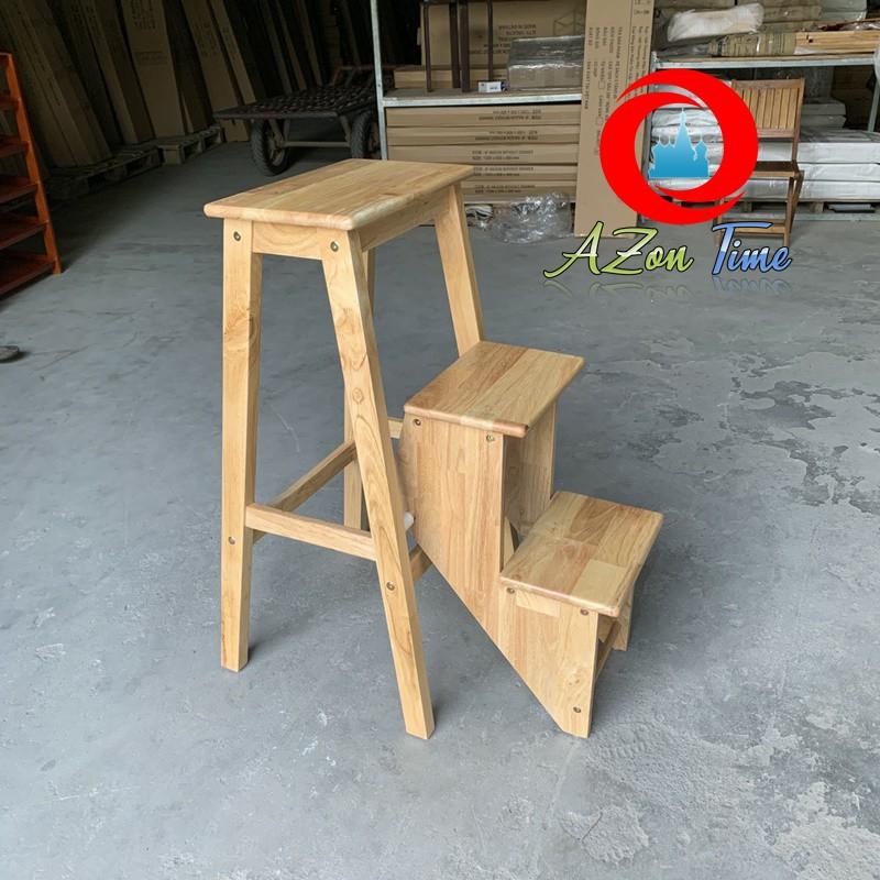 Ghế Đa Năng 3 Bậc Xếp Gọn, Ghế Thắp Nhanh Gỗ Cao Su Cao 85cm - Azonshop