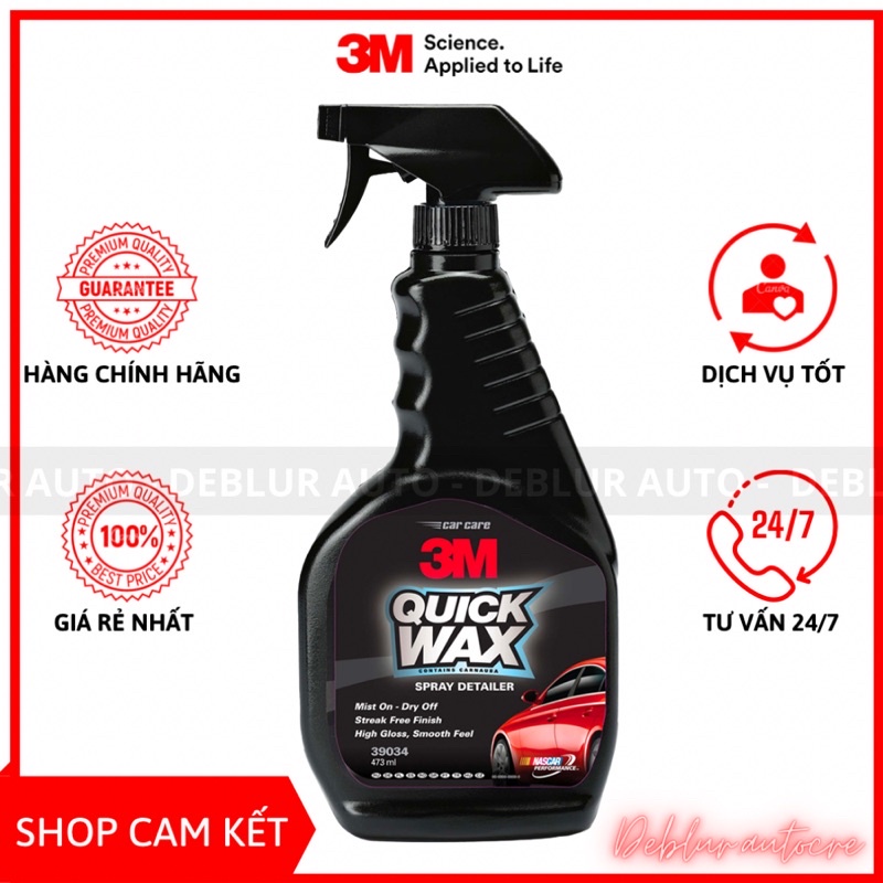 Chai xịt tăng cường độ bóng sơn xe ô tô 3M 39034 Quick Wax 473ml