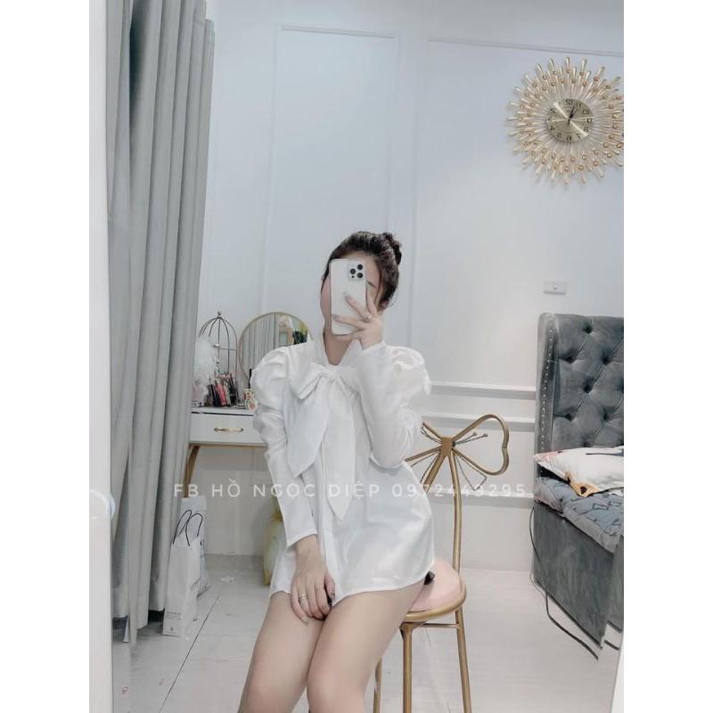 ÁO SƠ MI TRẮNG CỔ NƠ TAY BỔNG NỮ