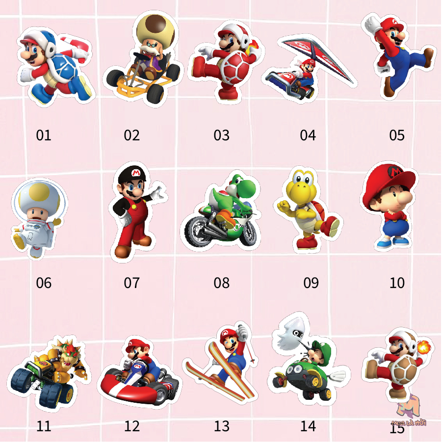 Miếng dán Stickers chủ đề Mario