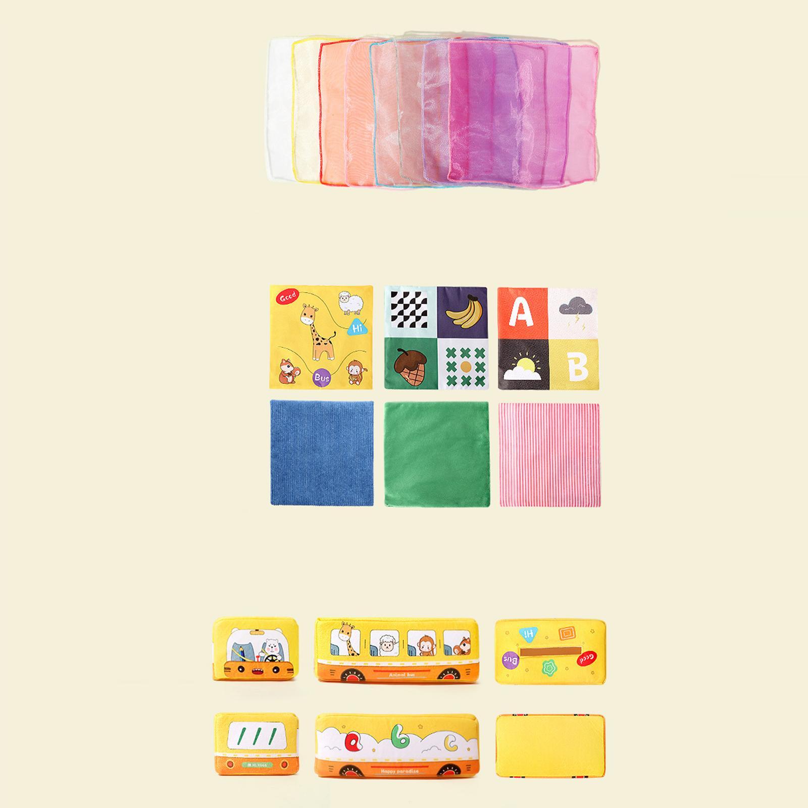 2x Plush Baby Tissue Box Gauze Scarf Sensory Toy for Newborns 6-12 Months