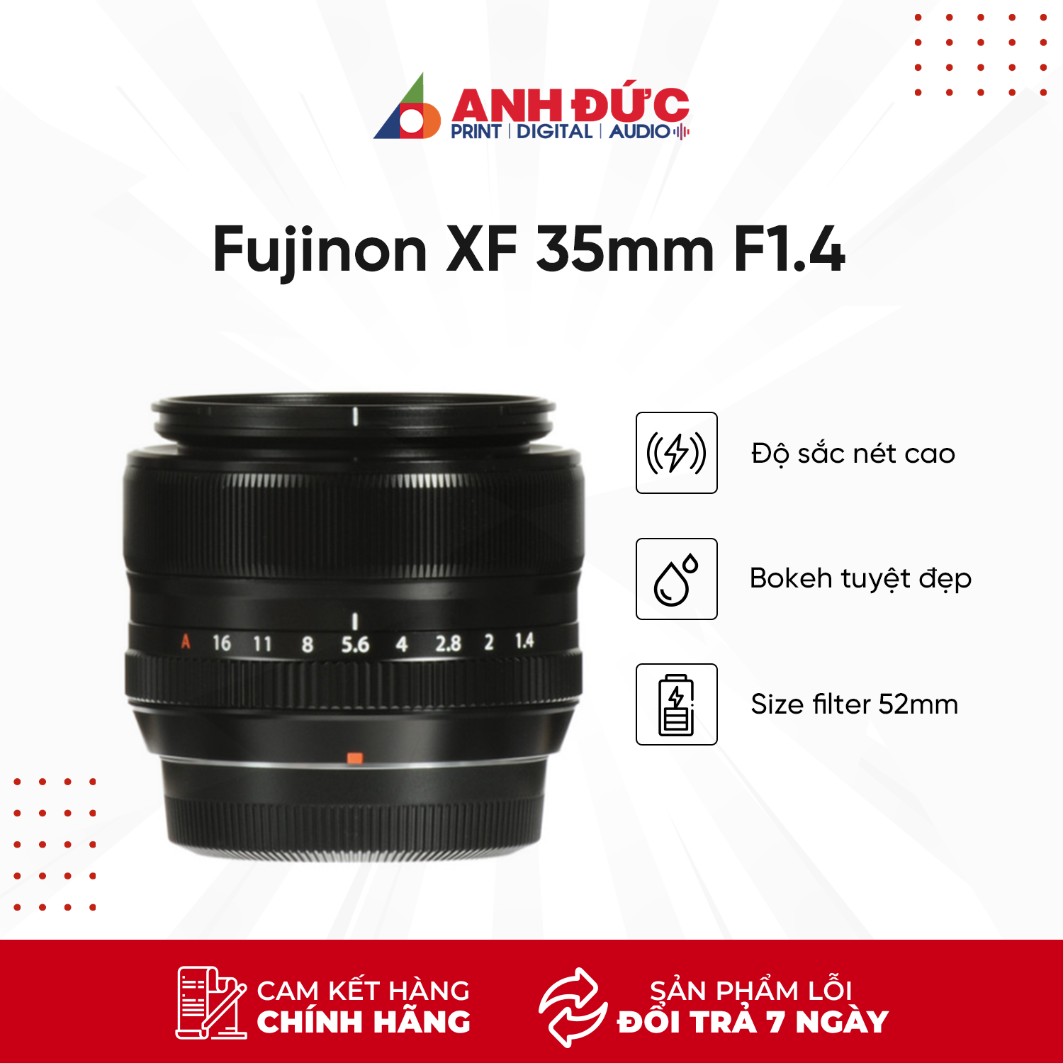 Ống kính Fujifilm XF 35mm F1.4 R - Hàng chính hãng BH 18 Tháng