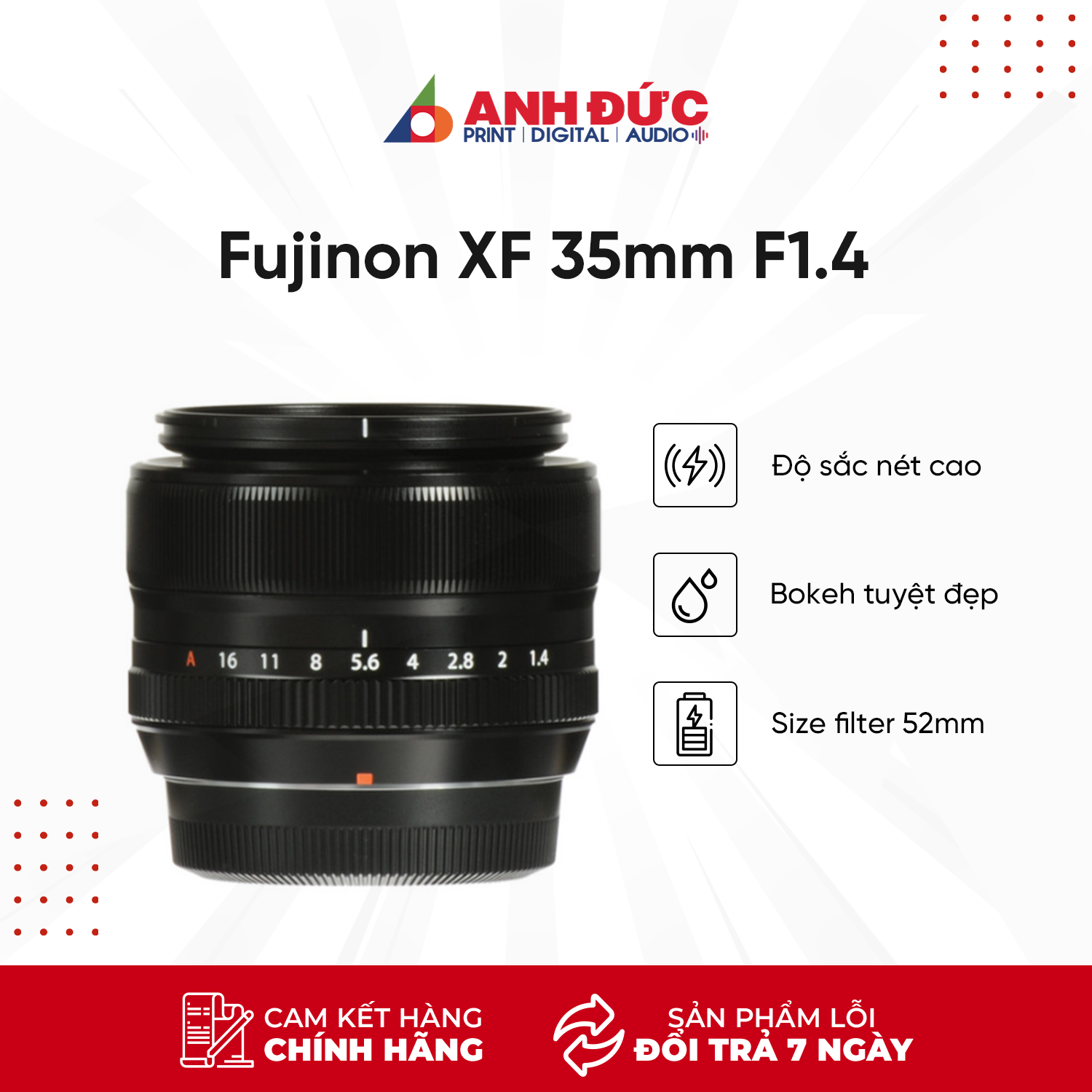 Ống kính Fujifilm (Fujinon) XF 35mm F1.4 R - Hàng chính hãng BH 18 Tháng