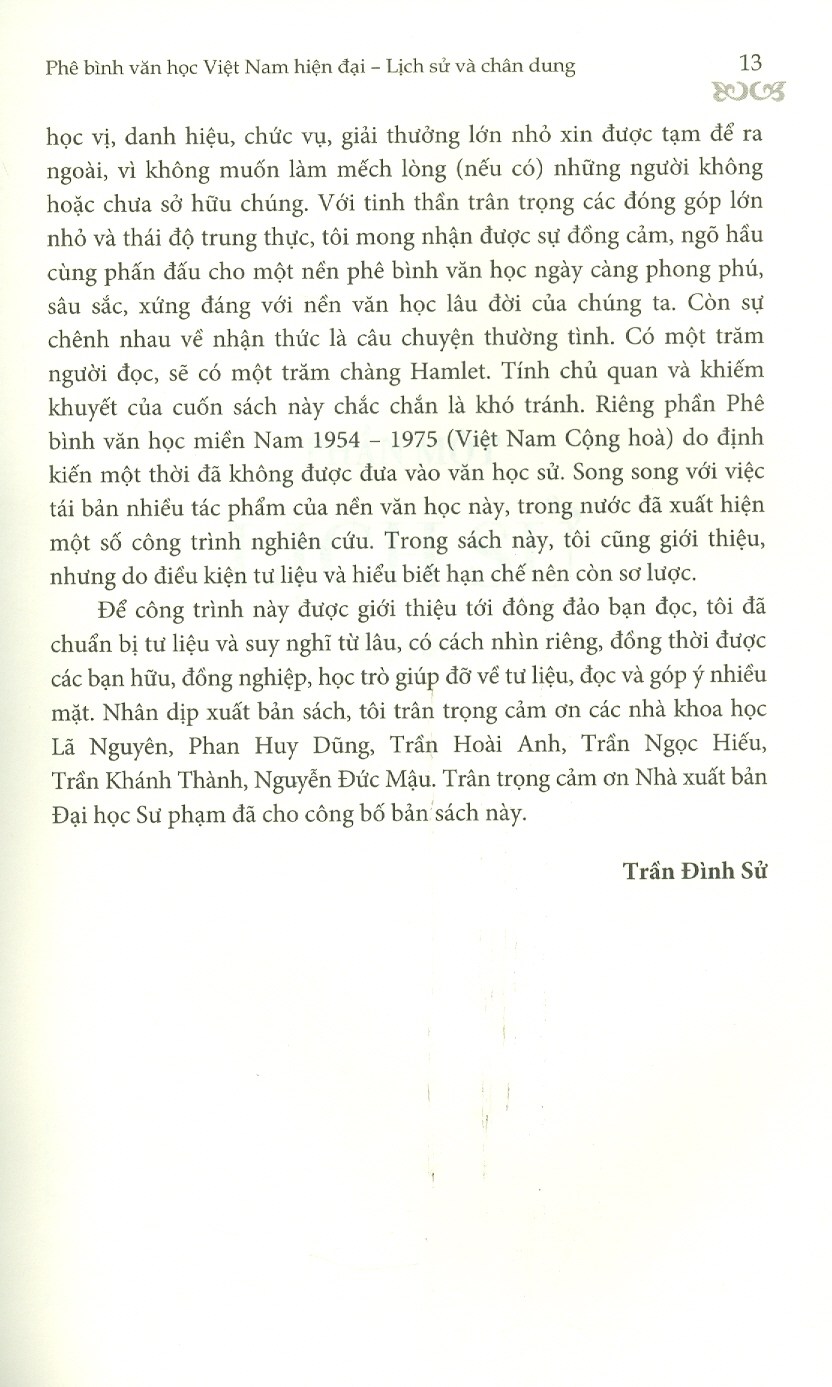 Phê Bình Văn Học Việt Nam Hiện Đại - Lịch Sử Và Chân Dung (Bìa cứng, áo ôm)