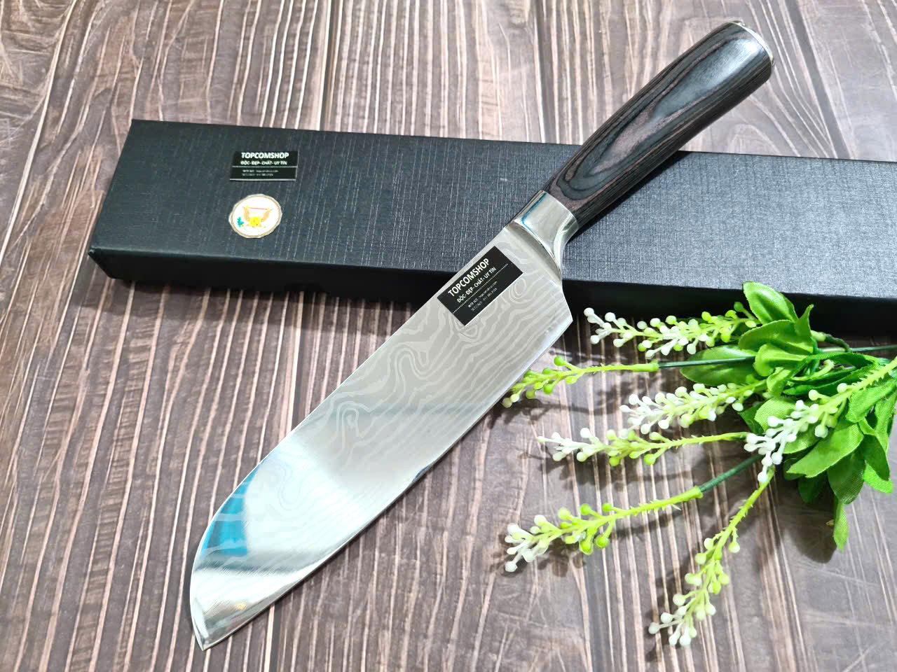 DAO - DAO BẾP NHẬT BẢN SANTOKU THÉP DAMASCUS MÃ A7 DT116 nt topcomshop vn