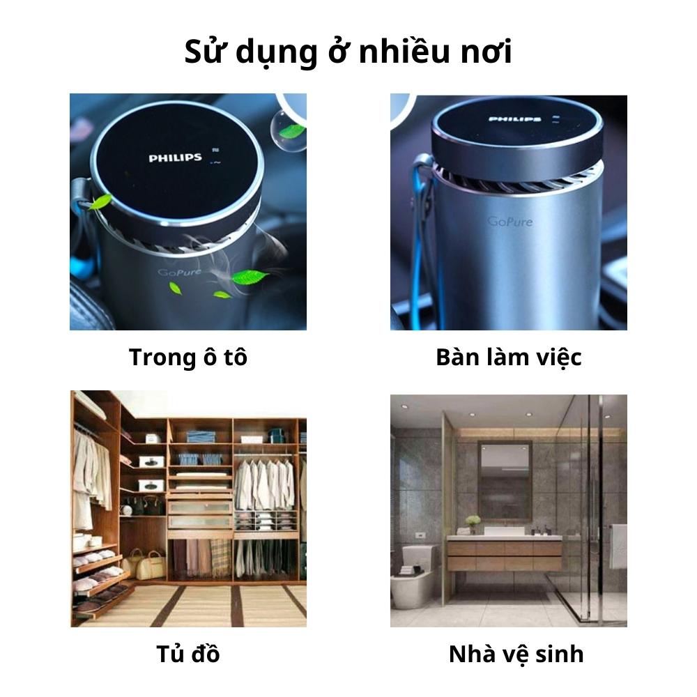 Máy lọc không khí Philips Cốc lọc không khí trên ô tô khử mùi, khử khuẩn tia UV Gopure Style GP5602 - Hàng nhập khẩu