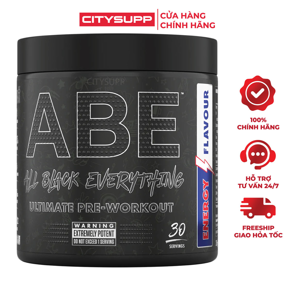 ABE Pre-Workout, 30 Lần Dùng, Hỗ Trợ Tăng Sức Mạnh Sức Bền, Tập Trung Trước Tập