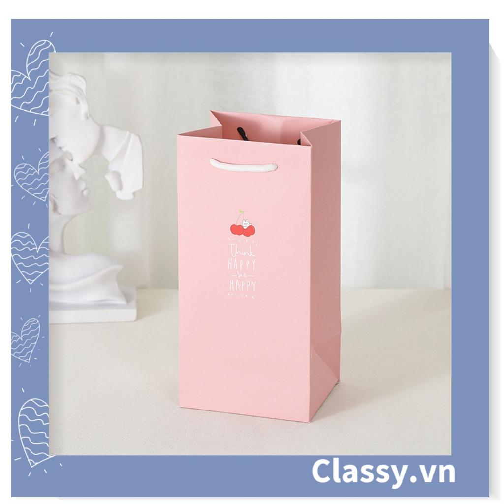 Túi giấy Classy đựng quà size nhỏ 24,5 * 12,5 * 9,5cm họa tiết mèo thỏ voi gấu và trái cây cực xinh Q975