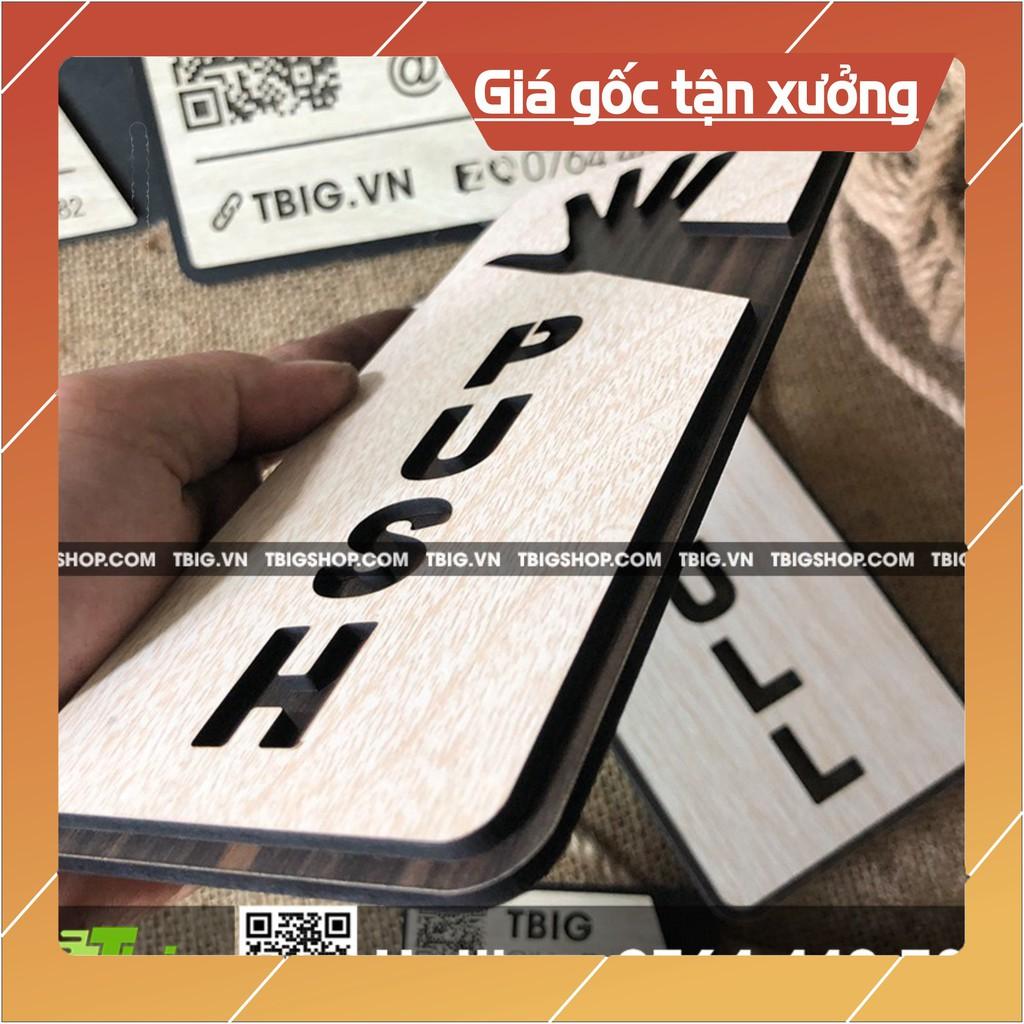 Bảng dán Pull và Push cách điệu bằng gỗ 2 lớp cắt laser