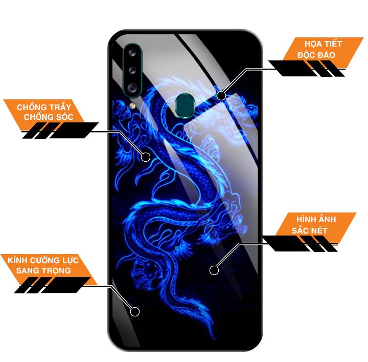 Ốp lưng kính cường lực cho điện thoại Samsung Galaxy A20S - 0270 DRADON02 - Hàng Chính Hãng