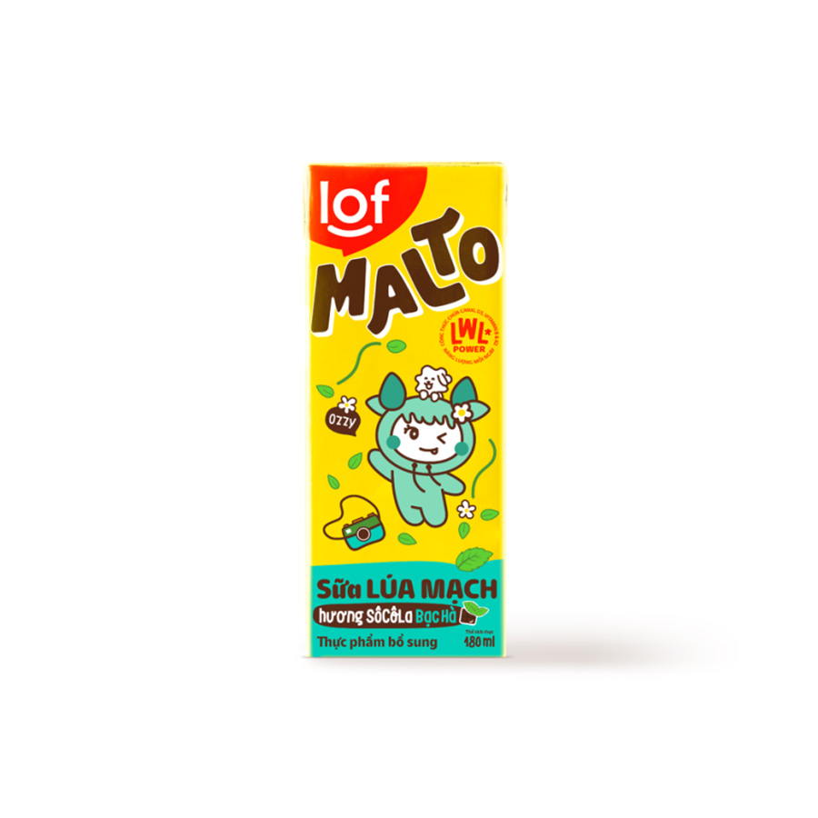 Thùng 48 hộp Sữa lúa mạch hương socola bạc hà LOF MALTO 180ml/hộp