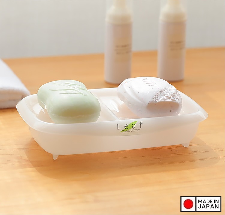 Khay đựng xà bông đôi Leaf sản xuất Inomata, làm từ nhựa PP cao cấp kháng khuẩn an toàn và bền đẹp - nội địa Nhật Bản