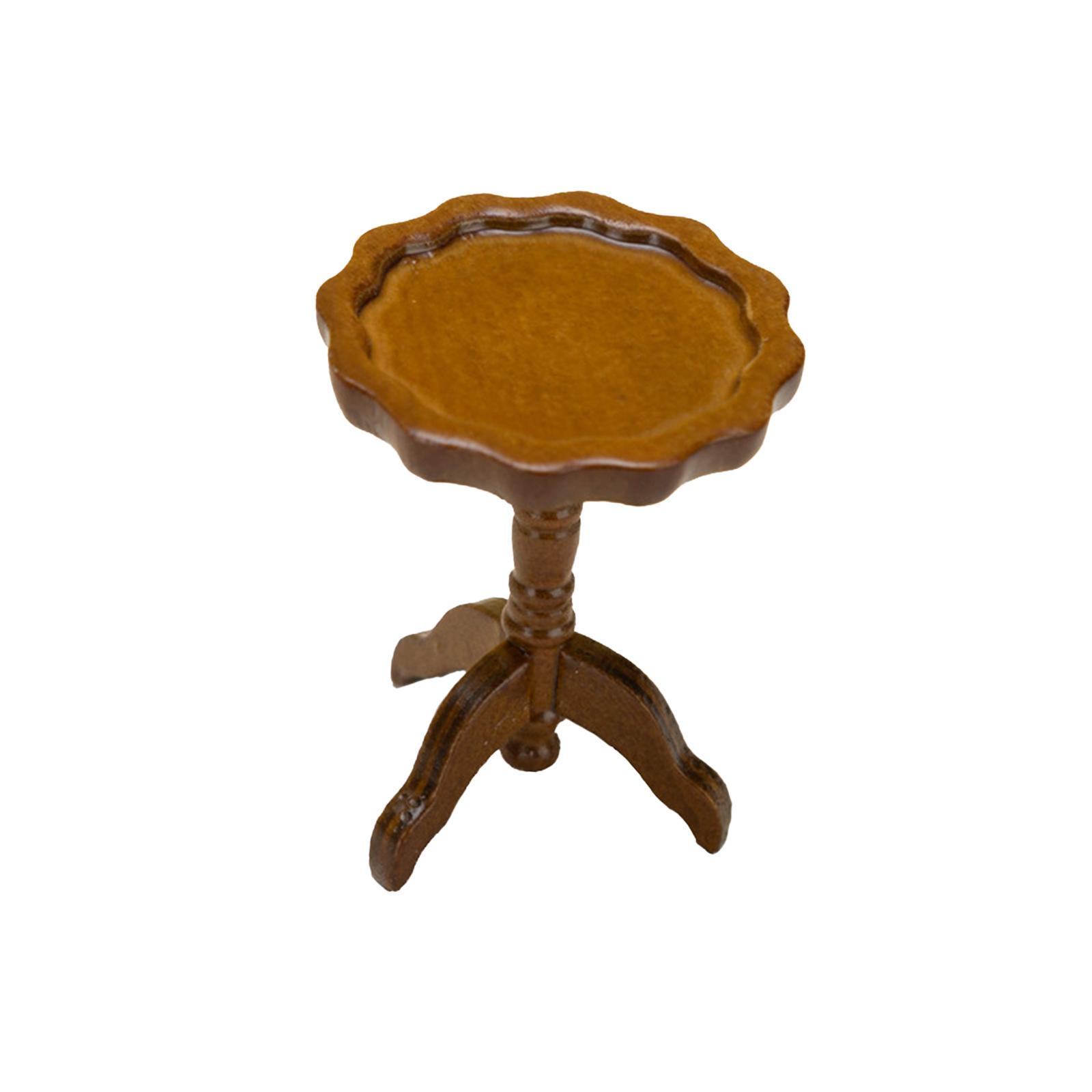 1:12 Scale Miniature Dollhouse Table Accessories Wooden Tea Table Model Crafts for Pretend Play Decor DIY Scene Children Toy Dolls House