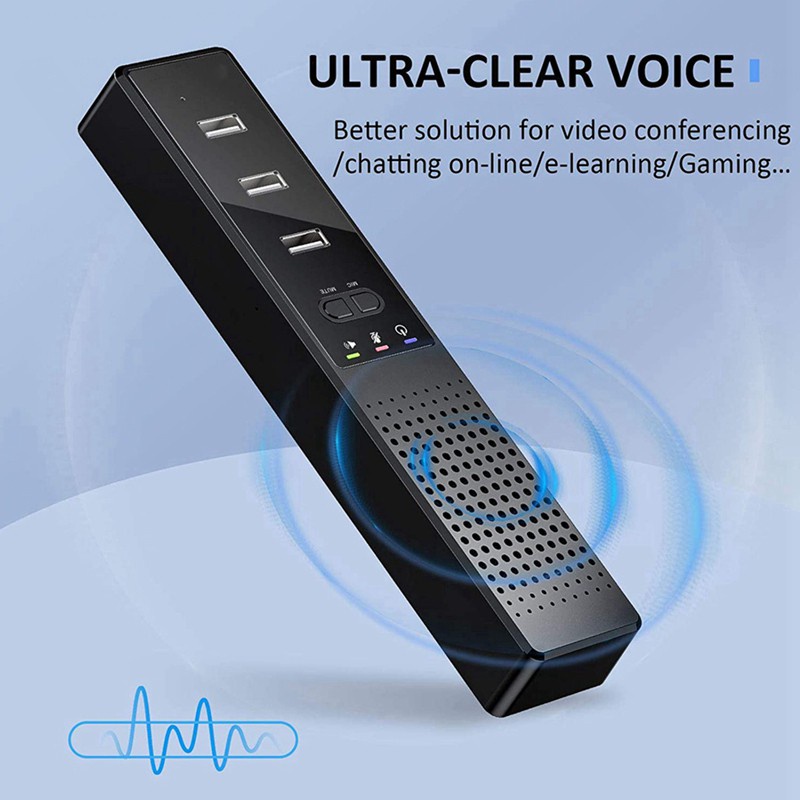 Micro thu âm + Loa + Hub 3 USB livestream, quay video, ghi âm, Vlog, Chơi game, Học Online trò chuyện qua Zoom, MSN, SKYPE, họp hội nghị Tương thích máy tính để bàn, Laptop, iMac, Mac mini- Hàng chính hãng