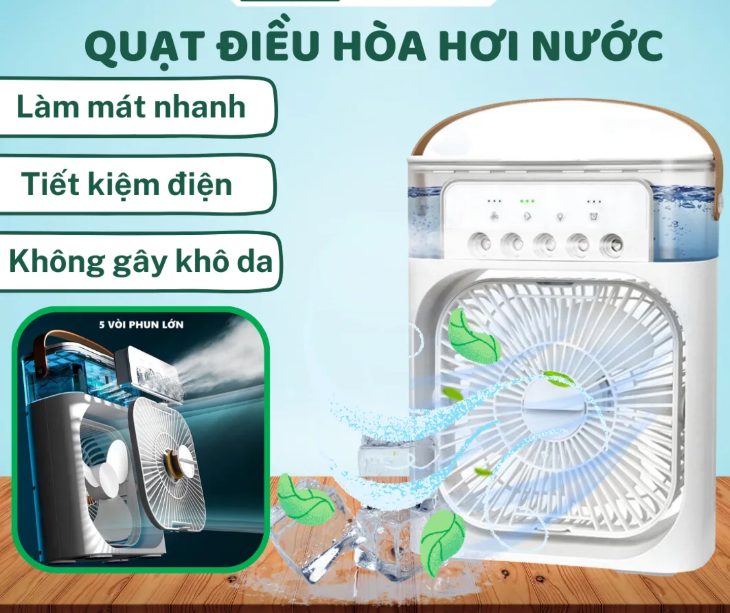 QUẠT ĐIỀU HÒA PHUN SƯƠNG LÀM MÁT THÔNG MINH MẪU MỚI CHO MỌI GIA ĐÌNH HÀNG CHUẨN