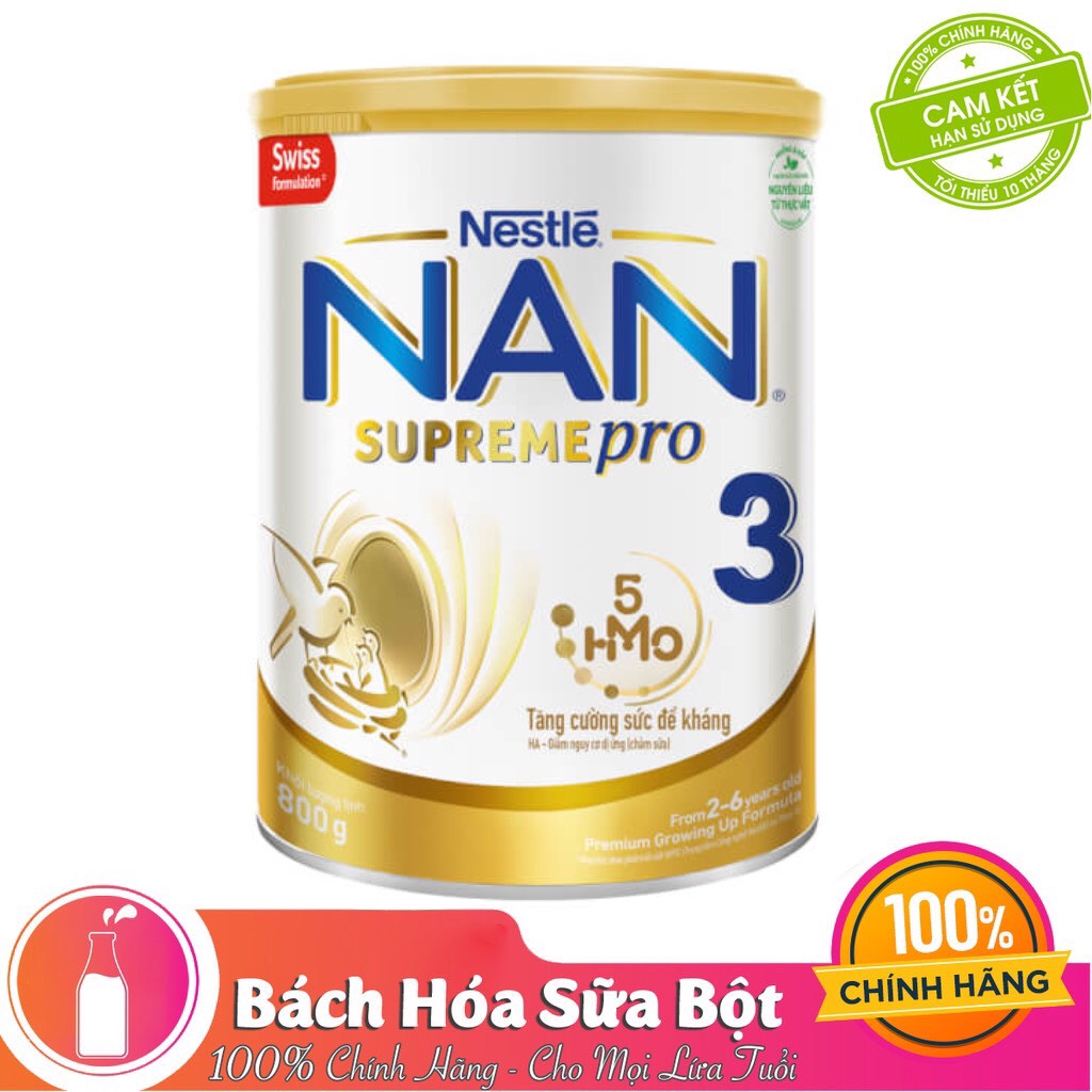 Sản phẩm dinh dưỡng công thức Nestlé NAN SUPREME 3 lon 800g (CÔNG THỨC BỔ SUNG 2HM-O)