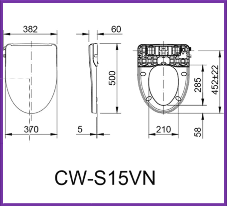 Nắp Bàn Cầu CW-S15 - Nắp Phun Rửa Cơ Thông Minh - Không Dùng Điện