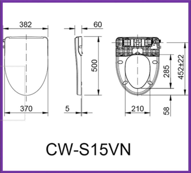 Nắp bồn cầu thông minh Inax CW-S15VN, nắp bồn cầu rửa cơ 2 vòi, không sử dụng điện, phù hợp với các bồn cầu