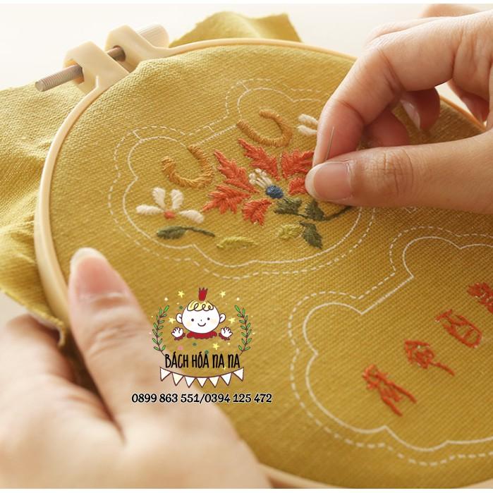 Bộ KIT Tự Thêu khánh trường mệnh, cầu bình an , tình yêu, may mắn - bộ KIT tự làm Nana Shop Handmade